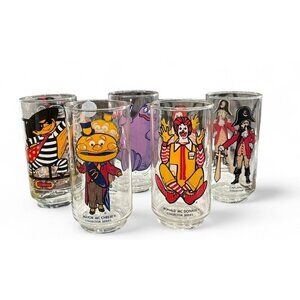 VINTAGE SET OF 3 1977 MCDONALDS COLLECTOR SERIES GLASSES 2 Action 5 Total